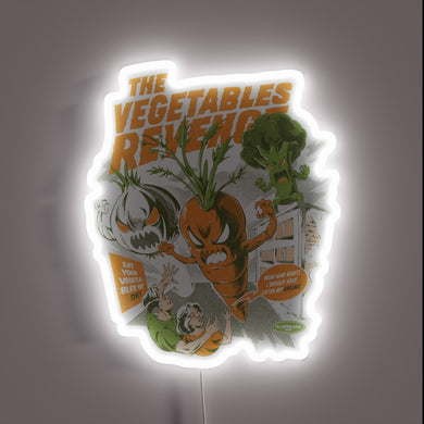 Vibrant Neon Sign Encouraging Healthy Eating Habits With Fun Graphics