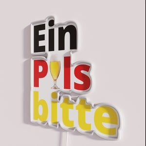 RGB Colorful Neon Beer Sign with German Phrase Ein Pils Bitte