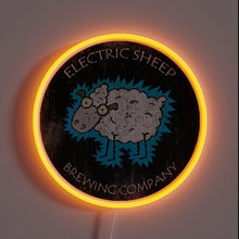 Load image into Gallery viewer, Electric Sheep Brewing Company customneon sign with orange LED glow