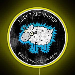 Electric Sheep Brewing Company RGB neon sign yellow