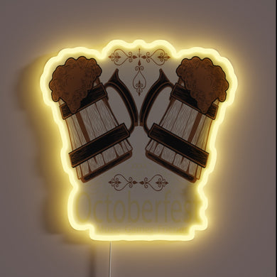 Vibrant Oktoberfest celebration decor with colorful RGB neon accents.