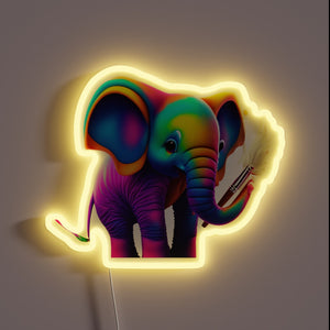 Elegant, vibrant elephant silhouette created with bold RGB neon strokes