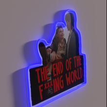 Load image into Gallery viewer, Post-apocalyptic warning neon sign, glowing &#39;end of the world&#39; message