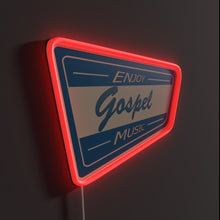 Load image into Gallery viewer, Enjoy Gospel Music RGB neon sign, side view lit showing the depth of the acrylic sign