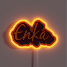 Load image into Gallery viewer, Vibrant orange LED neon sign with Enka logo in style