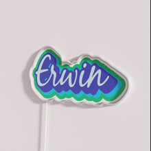 Load image into Gallery viewer, Eye-catching Erwin in Vibrant Blues and Greens Neon Wall Decor