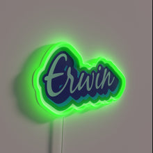Load image into Gallery viewer, Erwin In Blue and Green Neon Sign in Vibrant Color Scheme