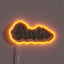 Load image into Gallery viewer, Neon-lit Erwin logo in vibrant RGB colors with glossy finish.