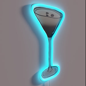 Vibrant Neon Wall Sign Art featuring an Espresso Martini Illustration.