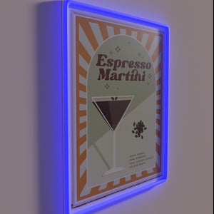 Add a touch of urban chic with glowing cocktail art.
