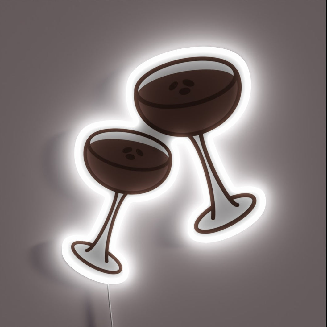 Bright Bar Sign Featuring Vibrant RGB Neon Coffee Drink Accents