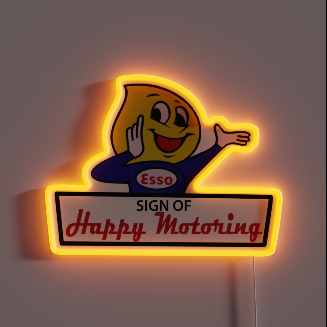 Esso Happy Motoring Boy Rgb Led Sign – Neon Factory