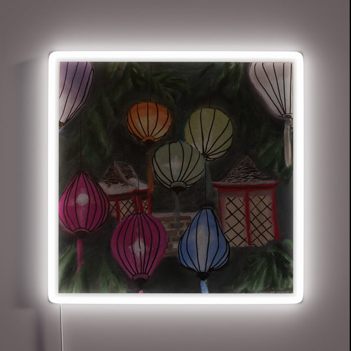 Dreamy ambiance with vibrant glow of colorful evening lights installed.