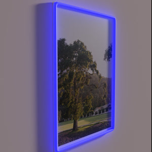 Dreamy evening ambiance with colorful glow of RGB neon lights