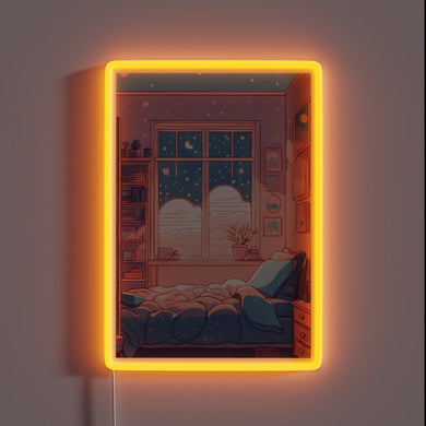 Glowing evening ambiance with vibrant RGB neon signs and lights