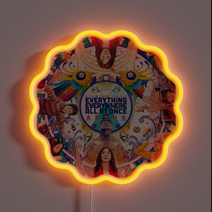 Everything Everywhere All At Once neon sign – colorful multiverse movie wall art featuring cast and surreal visuals from the 2022 sci-fi hit, perfect for film lovers and collectors