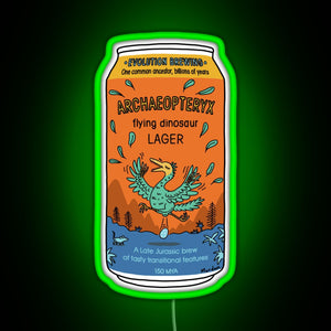 Evolution Brewing Archaeopteryx Flying Dinosaur Lager RGB neon sign green