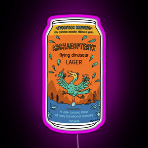 Evolution Brewing Archaeopteryx Flying Dinosaur Lager RGB neon sign  pink