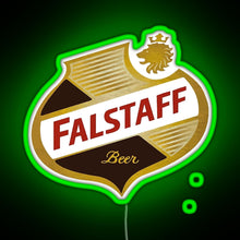 Load image into Gallery viewer, FALSTAFF Beer Shield Beer Retro Vintage RGB neon sign green
