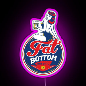 Fat Bottom Brewing RGB neon sign  pink