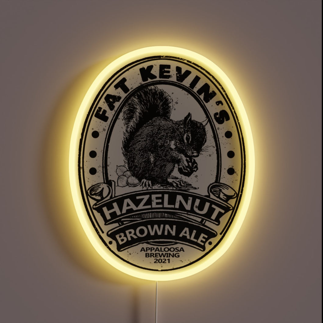 RGB neon sign advertising Fat Kevin's Hazelnut Brown Ale beer