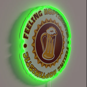 Vibrant yellow neon wall decor for a happy mood boost.