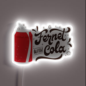 Vintage Fernet Branca and cola cocktail neon bar sign artwork.