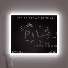 Load image into Gallery viewer, Neon LED sign featuring suicide pilsner beer in vibrant colors.
