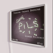Load image into Gallery viewer, Bright Retro Neon Sign with FFB Suicide Pils Branding Accents