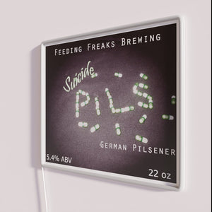 Bright Retro Neon Sign with FFB Suicide Pils Branding Accents