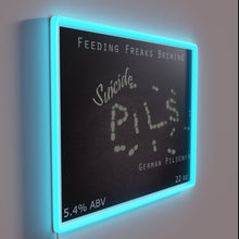 Load image into Gallery viewer, Neon beer sign with colorful glowing pilsner letters and design