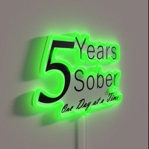 Neon Sober Anniversary Sign Celebrating Years of Daily Sobriety Progress