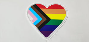 Progress Pride Flag Heart Rgb Neon Sign