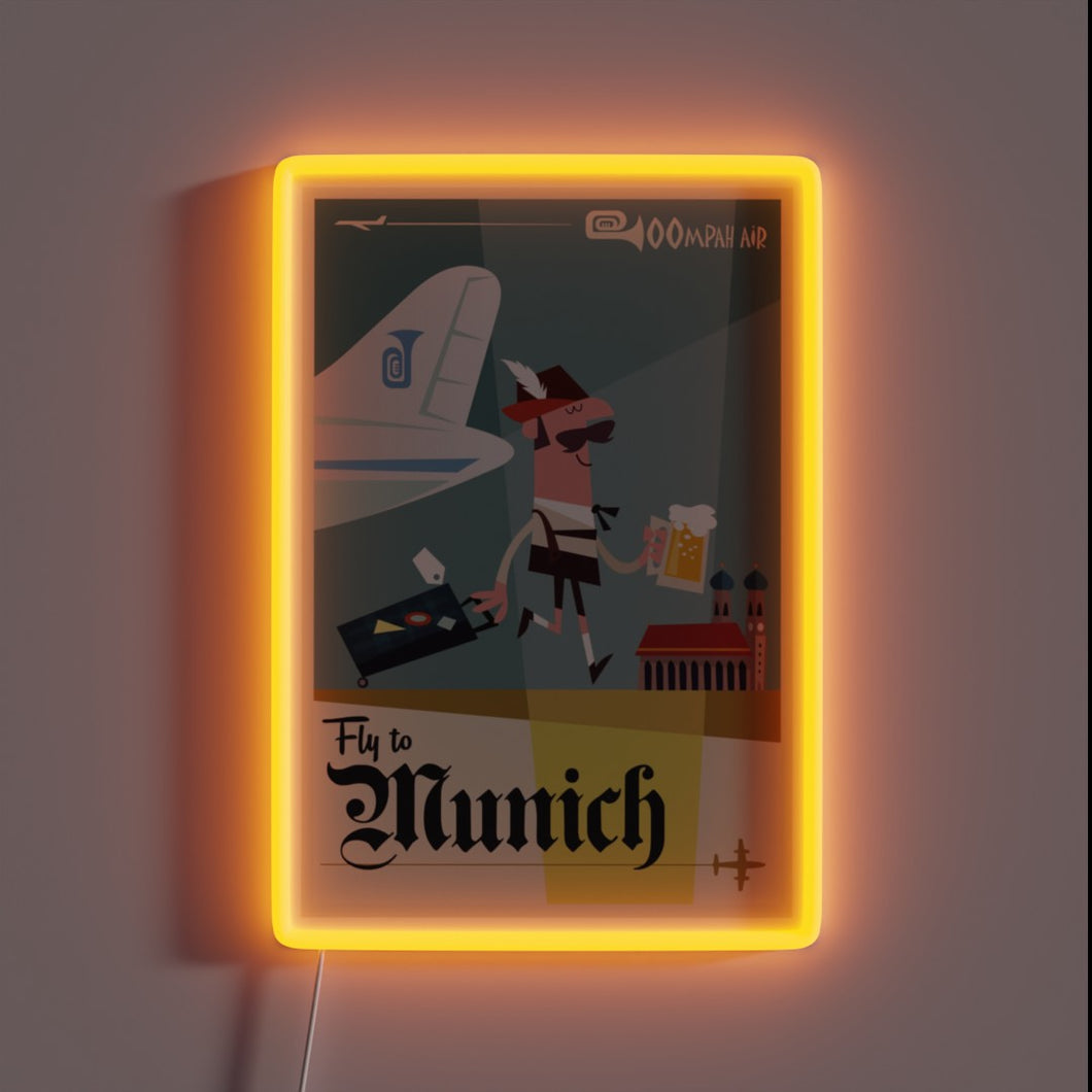 Experience the vibrant essence of Munich with this retro travel poster.