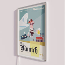 Load image into Gallery viewer, RGB Neon Travel Sign Featuring Iconic Munich City Skyline Illumination