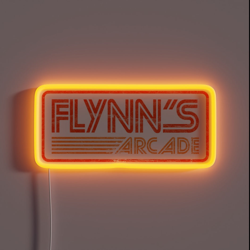 Flynn's Arcade neon sign – retro 80s-style wall decor inspired by TRON for game rooms, arcades, or sci-fi movie fans