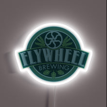 Load image into Gallery viewer, Flywheel Brewing customneon sign with white LED glow