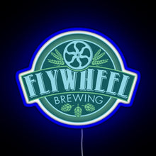 Load image into Gallery viewer, Flywheel Brewing logo RGB neon sign blue