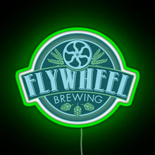 Load image into Gallery viewer, Flywheel Brewing logo RGB neon sign green