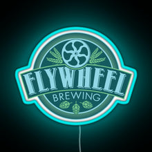 Load image into Gallery viewer, Flywheel Brewing logo RGB neon sign lightblue 