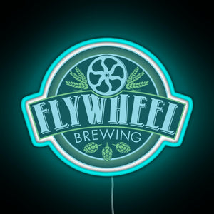 Flywheel Brewing logo RGB neon sign lightblue 