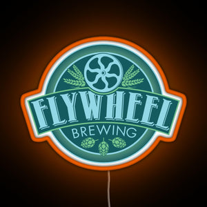 Flywheel Brewing logo RGB neon sign orange