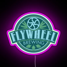 Load image into Gallery viewer, Flywheel Brewing logo RGB neon sign  pink