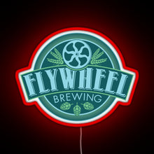 Load image into Gallery viewer, Flywheel Brewing logo RGB neon sign red