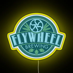 Flywheel Brewing logo RGB neon sign yellow