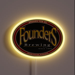 Founders Brewing Co. customneon sign with yellow LED glow
