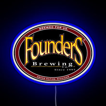 Load image into Gallery viewer, Founders Brewing Co logo RGB neon sign blue