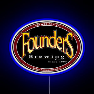 Founders Brewing Co logo RGB neon sign blue