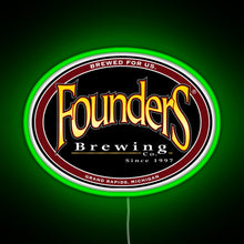Load image into Gallery viewer, Founders Brewing Co logo RGB neon sign green