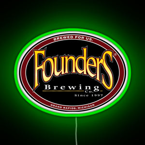 Founders Brewing Co logo RGB neon sign green